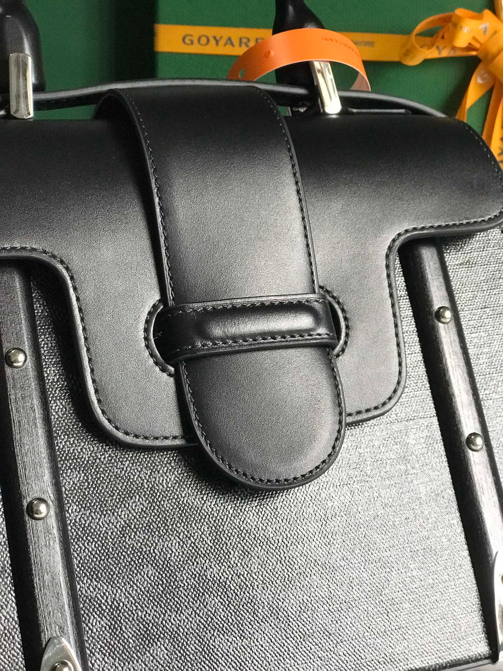 SAÏGON PM BAG 28 IN BLACK GOYARDINE CANVAS AND CALFSKIN