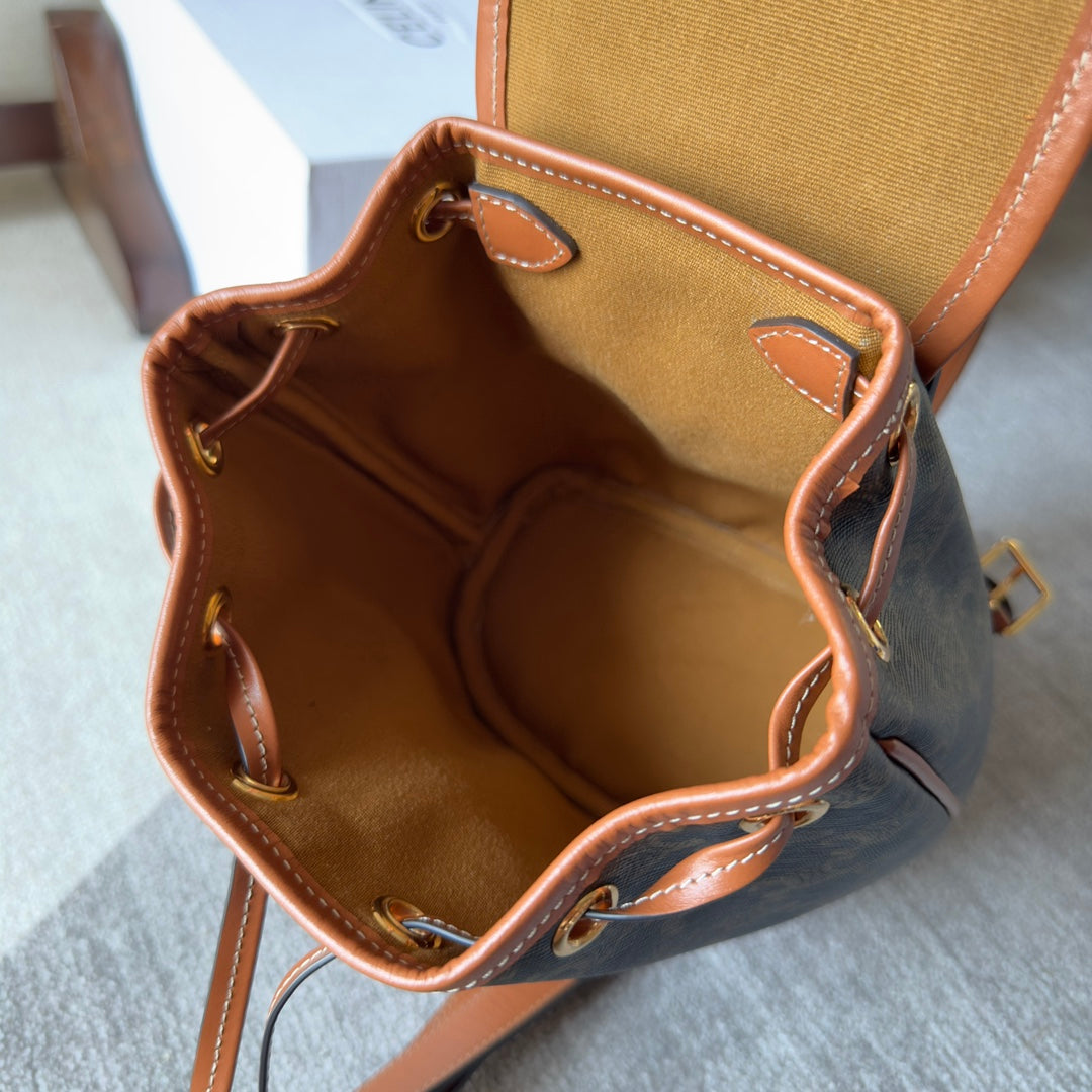 SMALL FOLCO BACKPACK 20 IN BLACK TRIOMPHE CANVAS