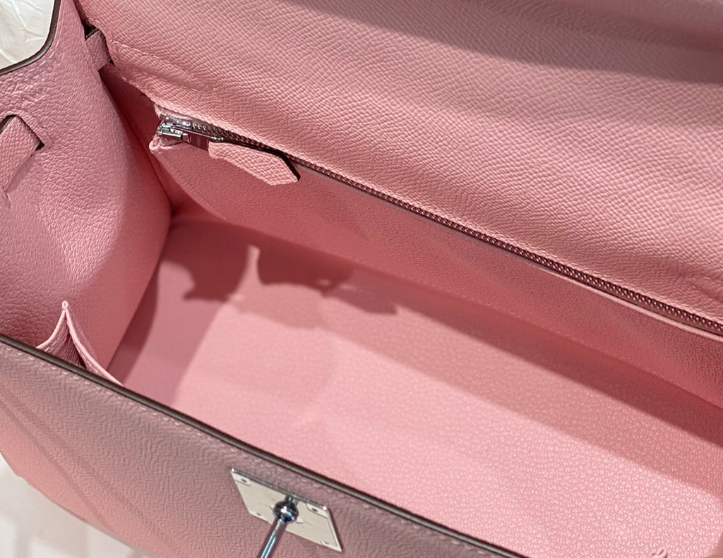 KELLY 28CM IN ROSE SAKURA SWIFT CALFSKIN SILVER HARDWARE