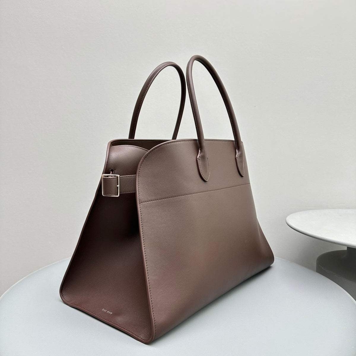 The Row Margaux 17 Chocolate Leather
