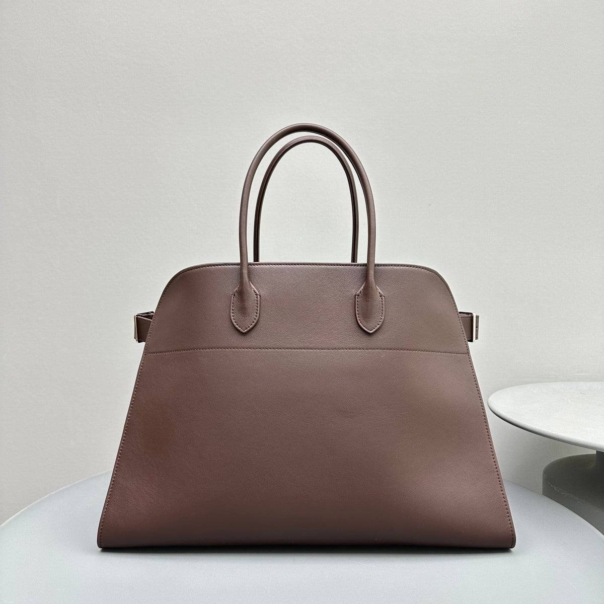 The Row Margaux 17 Chocolate Leather