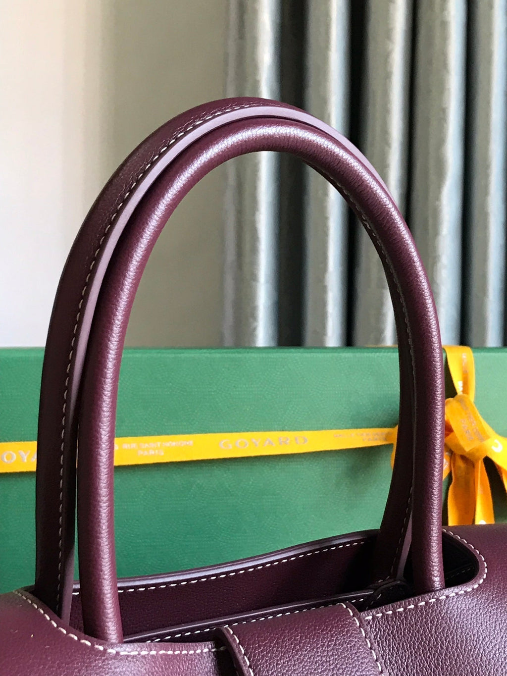 SAIGON SOUPLE BAG 34 IN BURGUNDY RED GOYARDINE CANVAS AND CALFSKIN