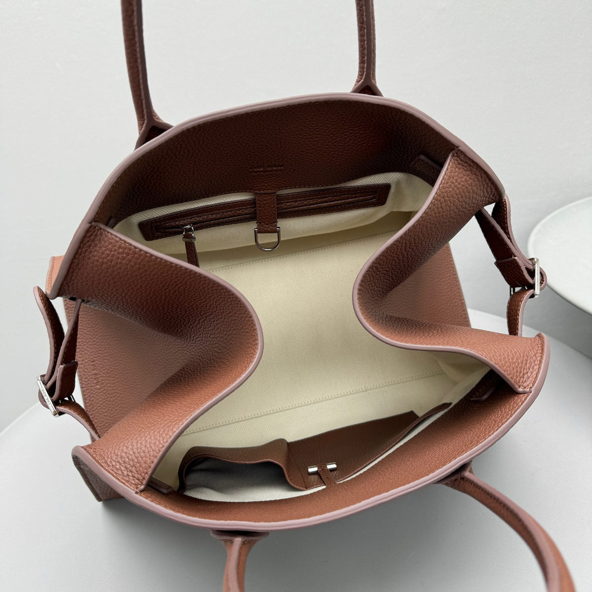 The Row Margaux 15 38cm Tote Bag In Grained Calfskin