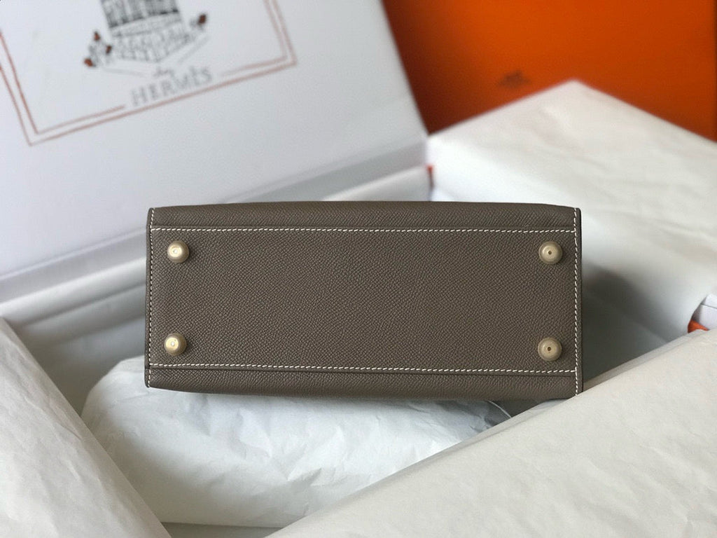 HM KELLY 25 ETOUPE EPSOM LEATHER GOLD HARDWARE