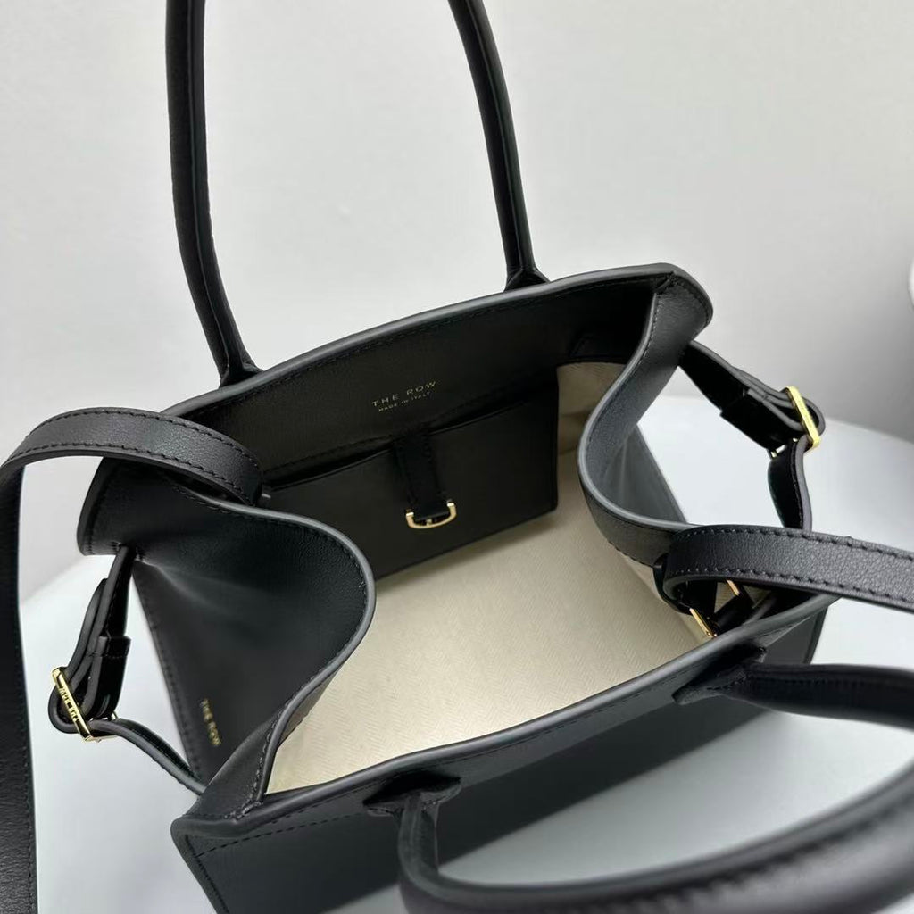 The Row Margaux 26cm Black Calfskin With Gold Hardware