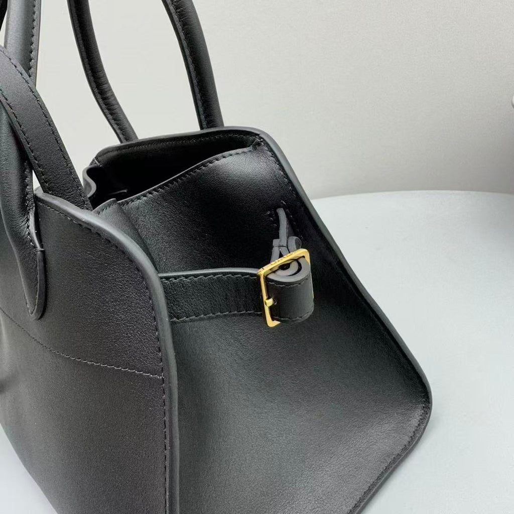 The Row Margaux 26cm Black Calfskin With Gold Hardware