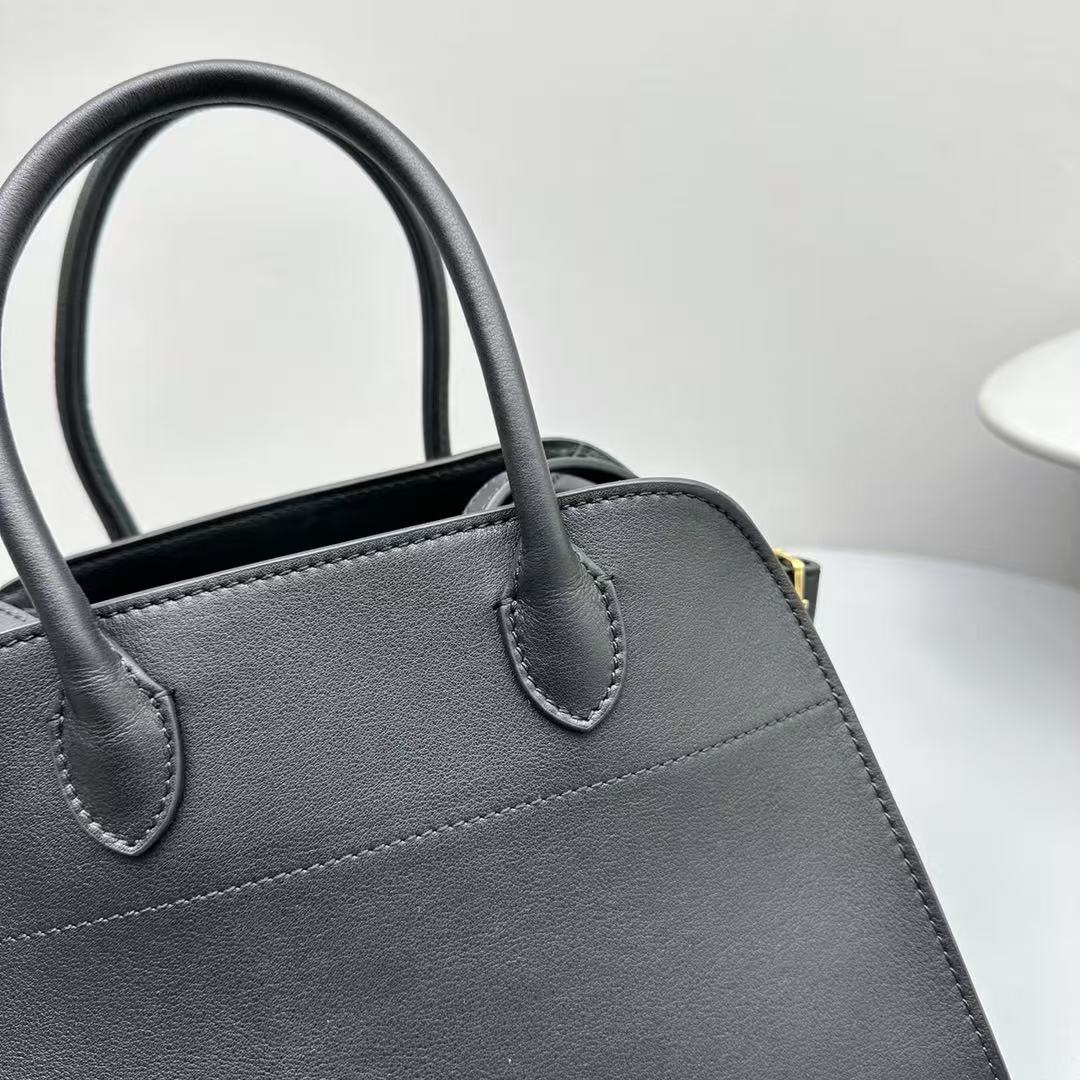 The Row Margaux 26cm Black Calfskin With Gold Hardware