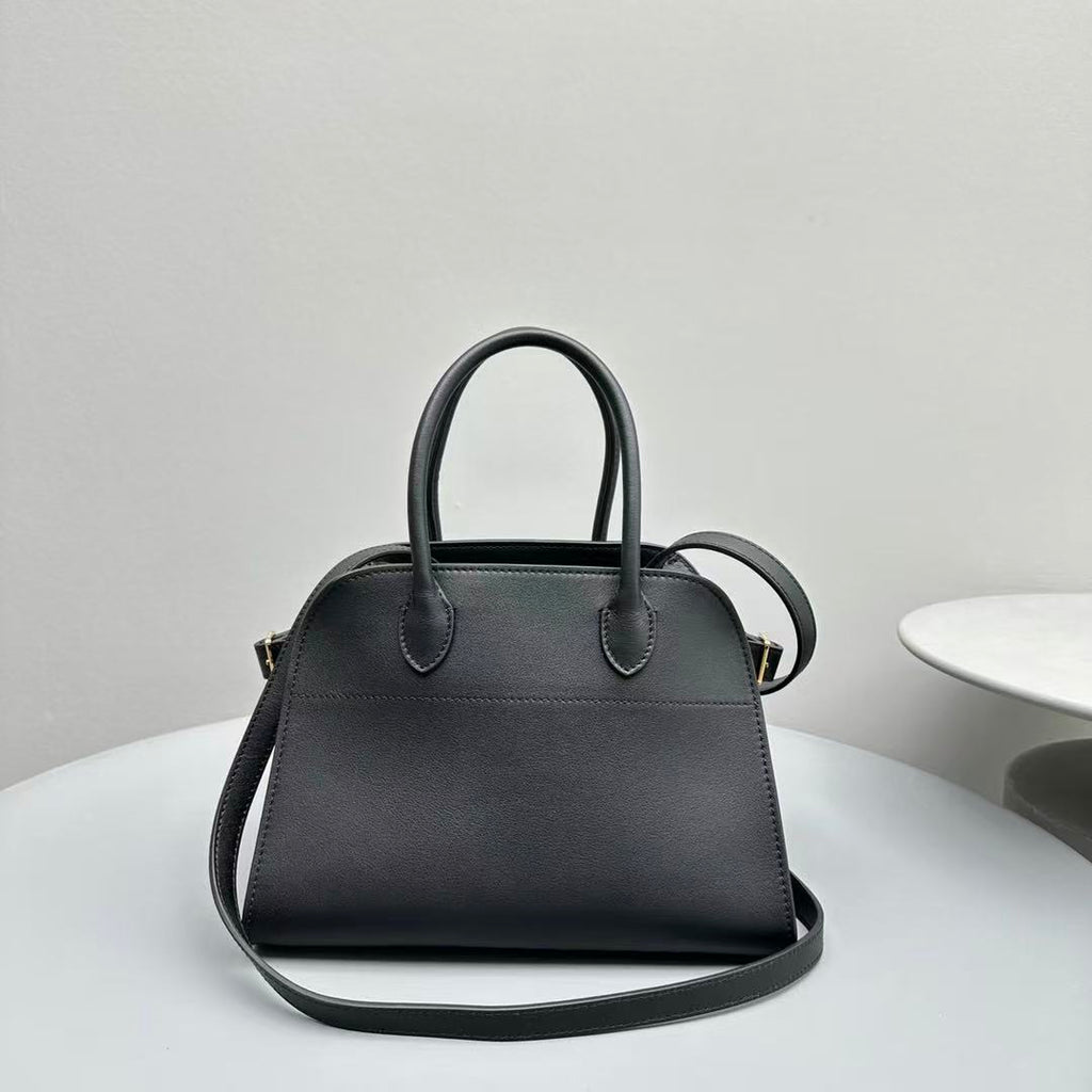 The Row Margaux 26cm Black Calfskin With Gold Hardware
