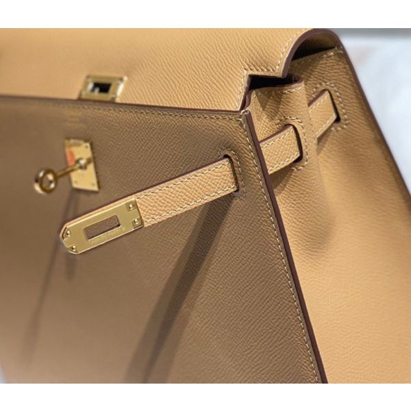 HERM Kelly 25cm Sellier Bag In Chai Epsom Leather GHW