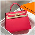 HERM Kelly 28cm Bag In Rose Extreme Epsom Leather GHW