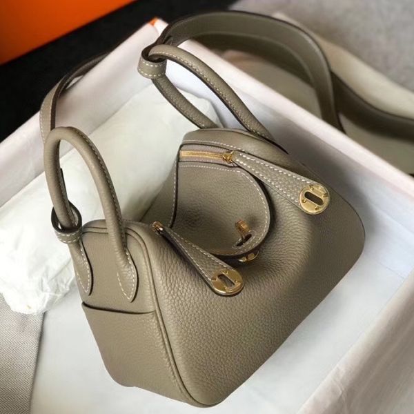 HERM Lindy Mini Bag In Tourterelle Clemence Leather GHW
