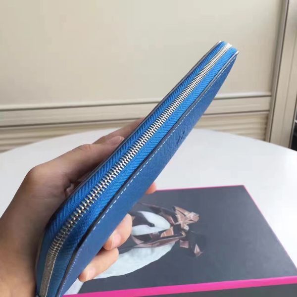 HERM Blue Clemence Azap Zipped Wallet