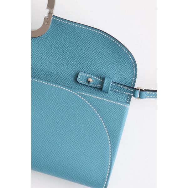 HERM Maillon To Go Wallet in Blue Jean Epsom Calfskin