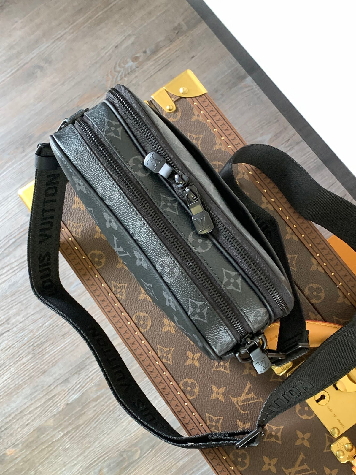 NANO ALPHA BAG 24 IN BLACK MONOGRAM ECLIPSE CANVAS AND COWHIDE
