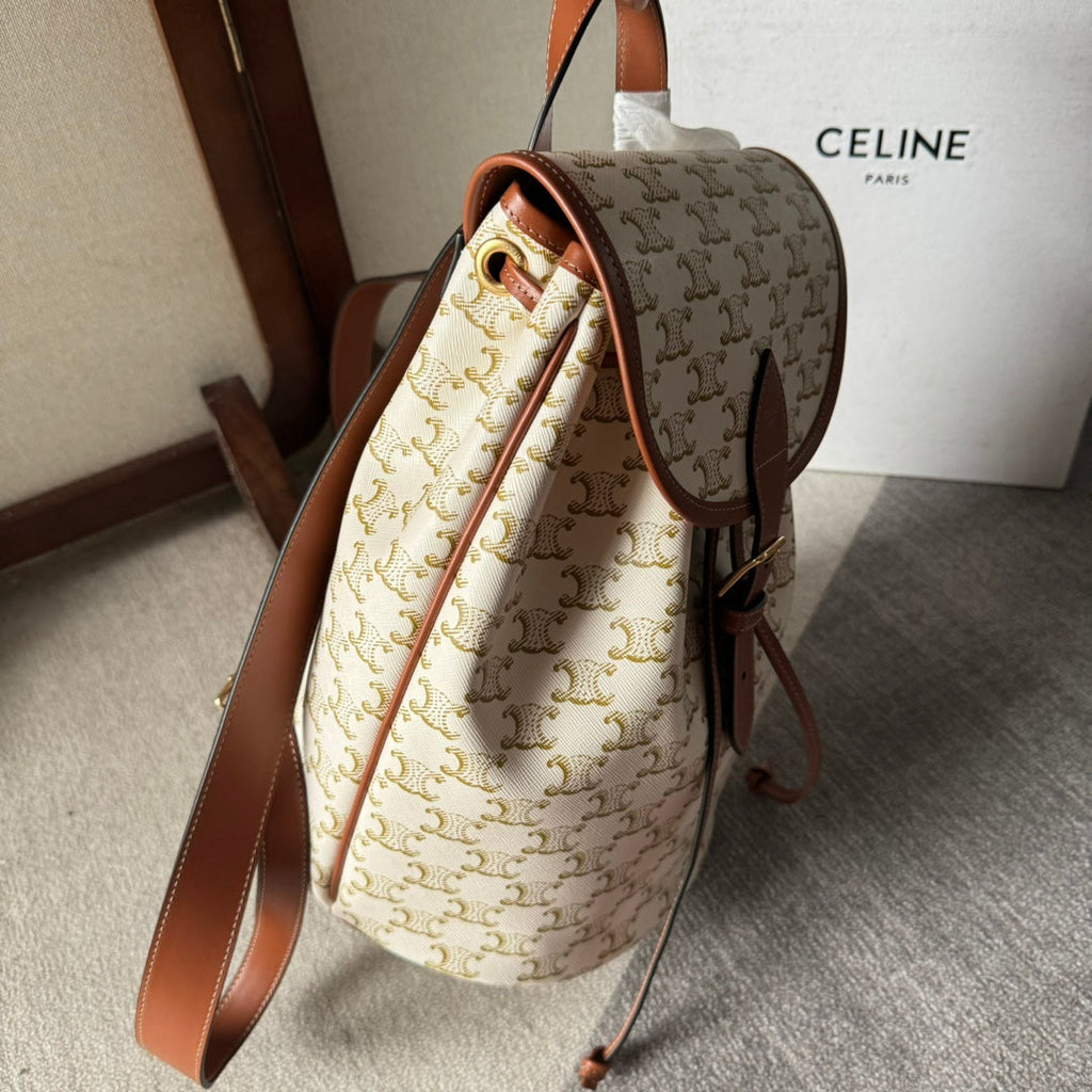 MEDIUM FOLCO BACKPACK 32 IN WHITE TRIOMPHE CANVAS