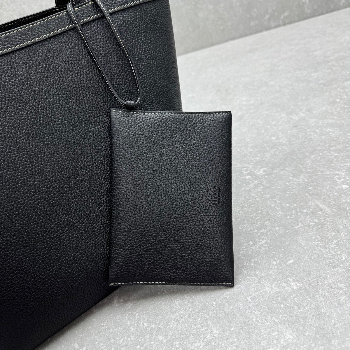 The Row 2025 Park Tote Stitch Bag Black 30cm Leather