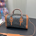 SAC HARDY PM BAG 35 IN BLACK GOYARDINE CANVAS AND TAN CALFSKIN