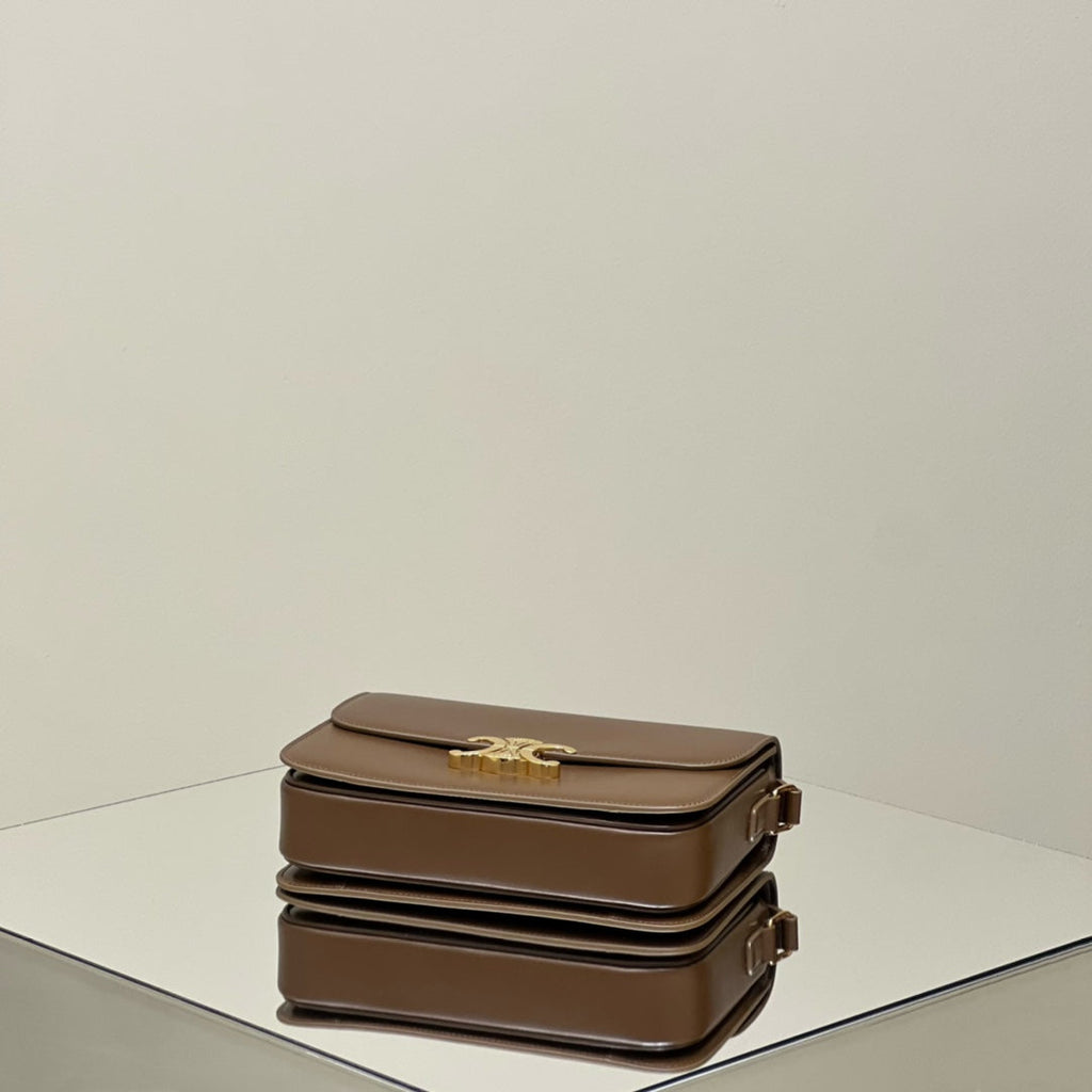 MINI CLAUDE 22 SHINY CALFSKIN CHOCOLATE BROWN